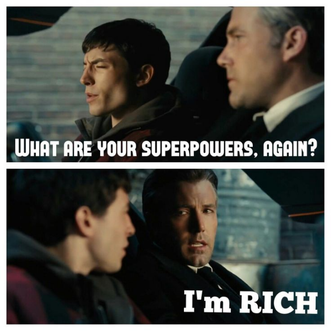 正义联盟中,闪电侠巴里·艾伦第一次碰上蝙蝠侠布鲁斯·韦恩时,问道