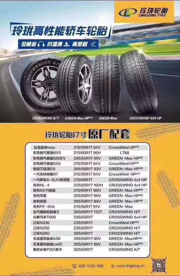 296款汽车原配轮胎花纹规格对照表2019最新