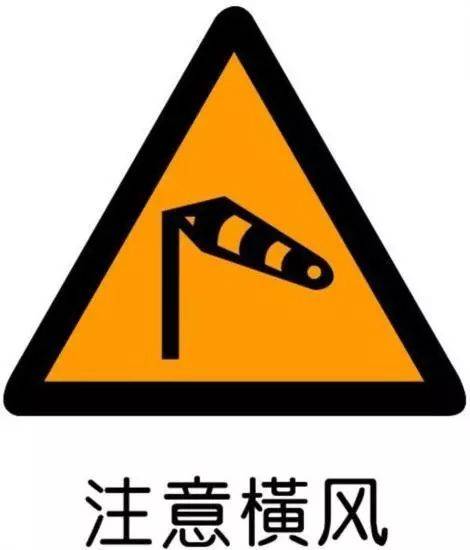 一旦看到这个标志,表示前方路段,常有很强的侧向风,那么您就需要随时