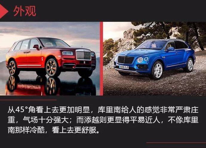 顶级suv之间的较量 库里南对比添越