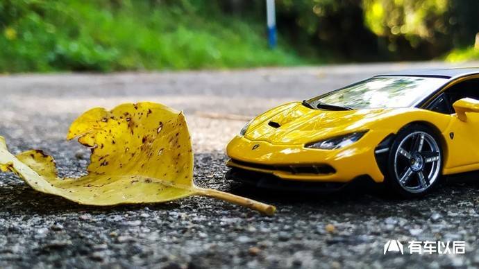 与黄叶相衬的兰博基尼百年纪念款